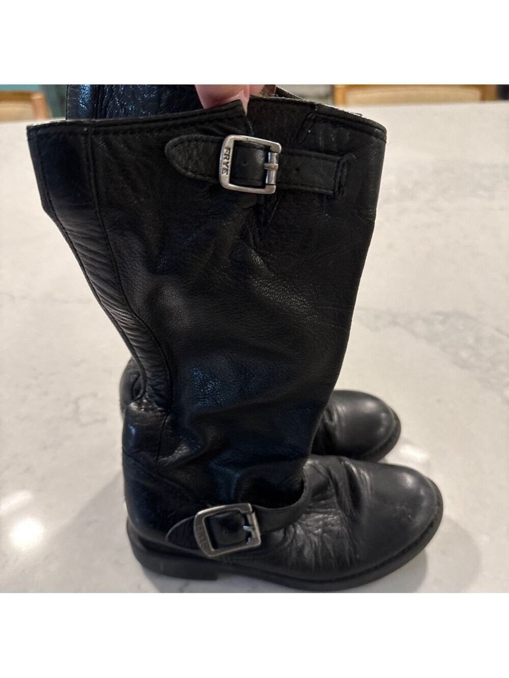 Frye Veronica Slouch Boots Black Leather Size 12.5